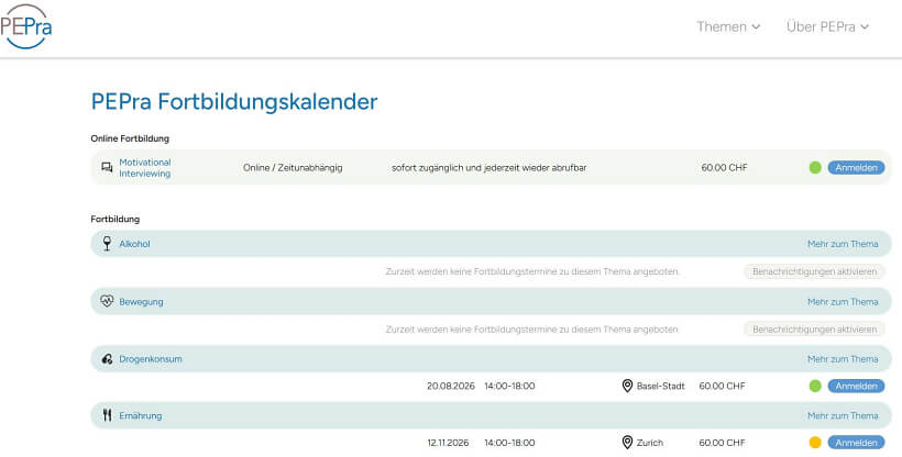 PEPra - Fortbildungskalender