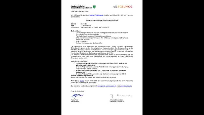 Online-Fortbildung State Of The Art in der Suchtmedizin 2025