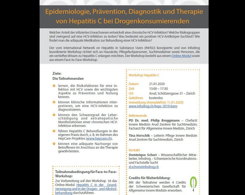 Epidemiologie, Prävention, Diagnostik und Therapie von Hepatitis C bei Drogenkonsumierenden