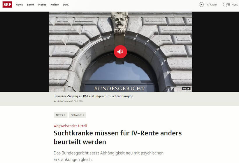 Suchtkranke müssen für IV-Rente anders beurteilt werden