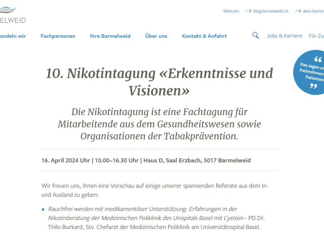 10. Nikotintagung «Erkenntnisse und Visionen»