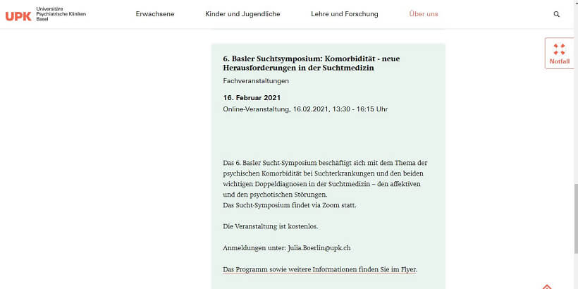 6. Basler Suchtsymposium - neue Herausforderung in der Suchtmedizin