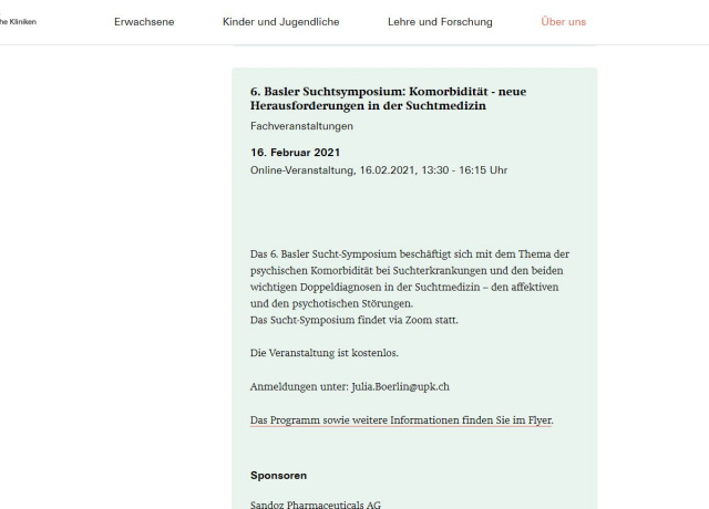 6. Basler Suchtsymposium - neue Herausforderung in der Suchtmedizin