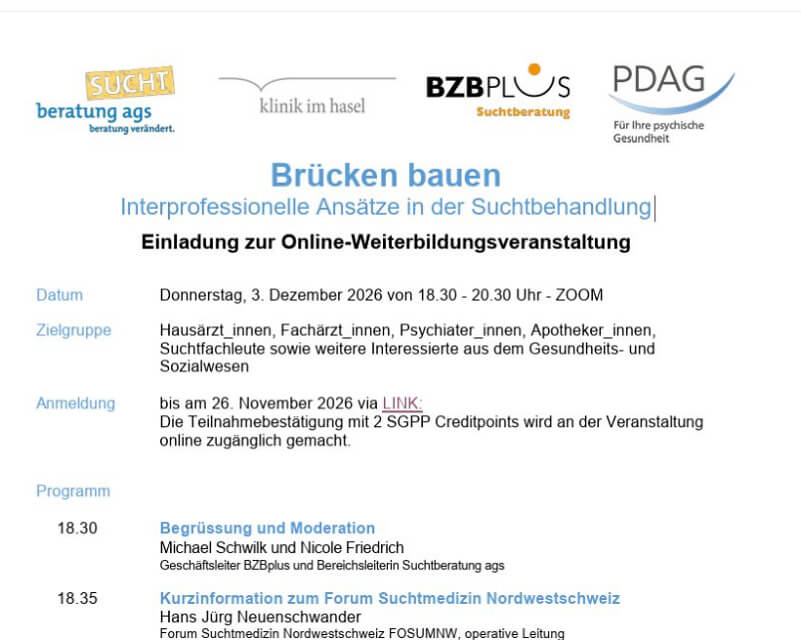 Br&uuml;cken bauen: Interprofessionelle Ans&auml;tze in der Suchtbehandlung