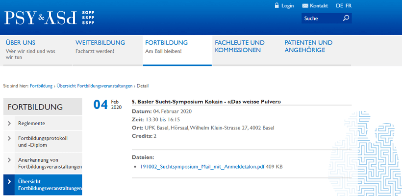 5. Basler Sucht-Symposium: Kokain - «Das weisse Pulver»