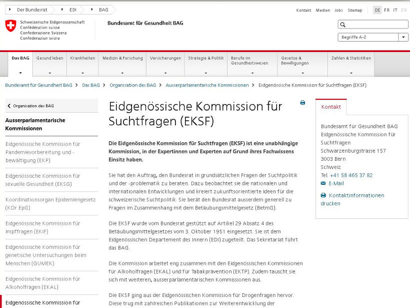 Eidgenössische Kommission für Suchtfragen (EKSF) - 10 Jahre Betäubungsmittelgesetz BetmG, Überlegungen für die Zukunft: Eine Analyse der EKSF