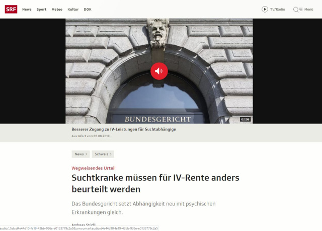 Suchtkranke müssen für IV-Rente anders beurteilt werden