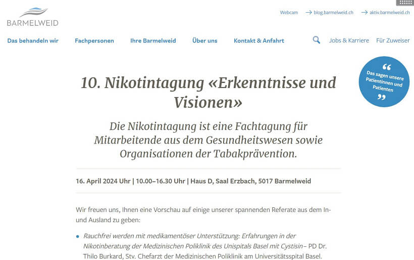 10. Nikotintagung «Erkenntnisse und Visionen»